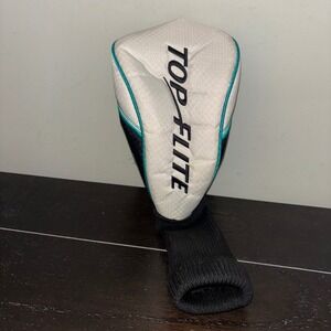 Top Flite Aero | Driver Golf Club Headcover | Black White‎ Teal | Knit Sock